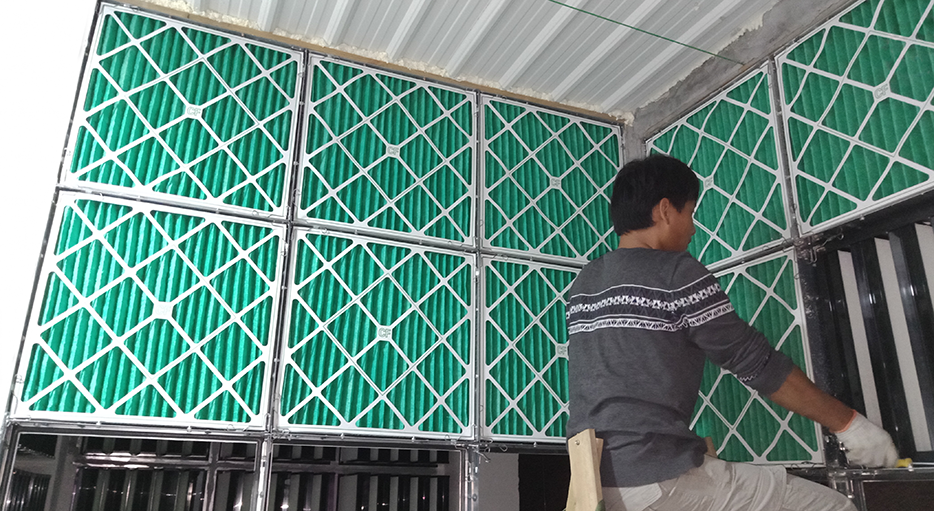 建设中Antibio系统主过滤墙。